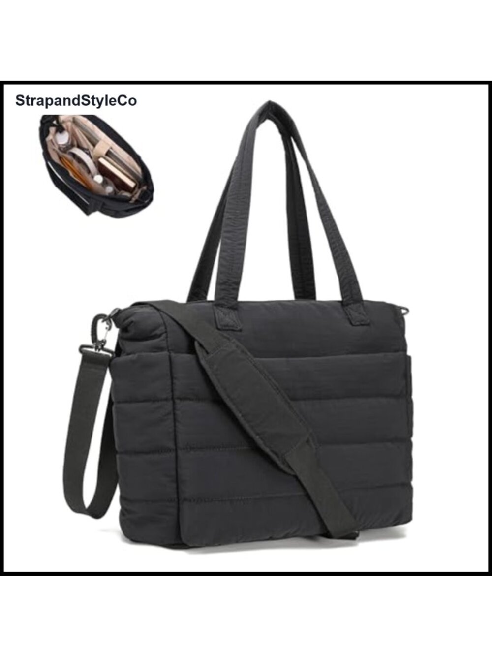 Quilted Puffer Tote Bag Lightweight Laptop Work Bag